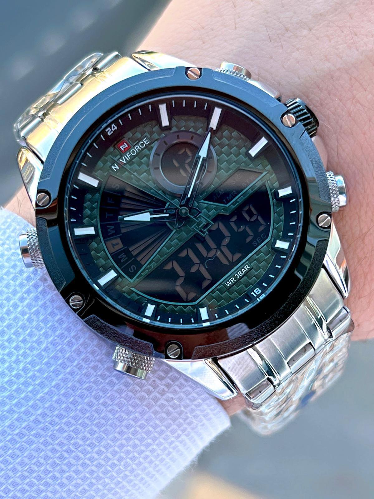Naviforce ENF9205GY Takvimli Gri Deri Kordon Analog Erkek Kol Saati