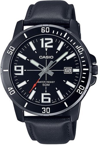 Casio MTP-VD01BL-1BVUDF Takvimli Siyah Deri Kordon Analog Erkek Kol Saati