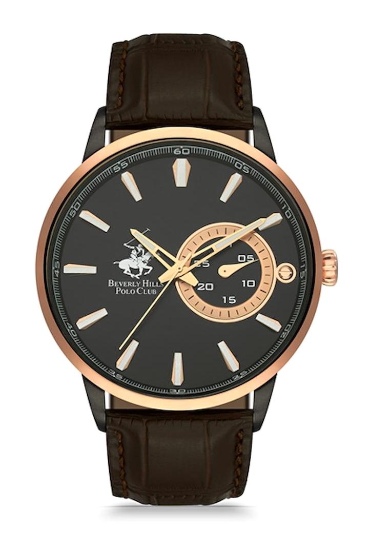 Beverly Hills Polo Club BH954006 Takvimli 44 mm Kahverengi Deri Kordon Analog Erkek Kol Saati