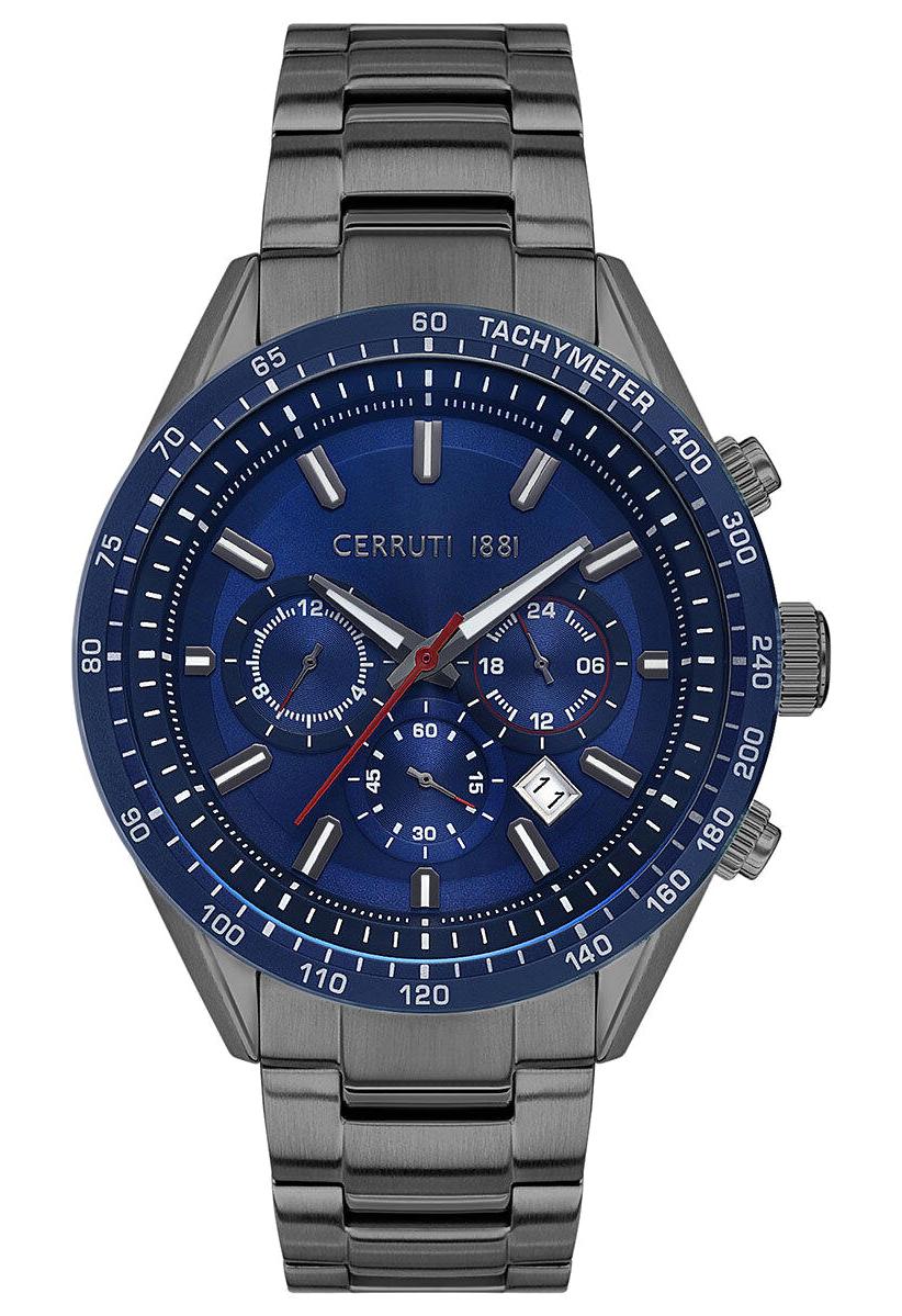 Cerruti 1881 CIWGK2230304 Takvimli Füme Çelik Kordon Analog Erkek Kol Saati