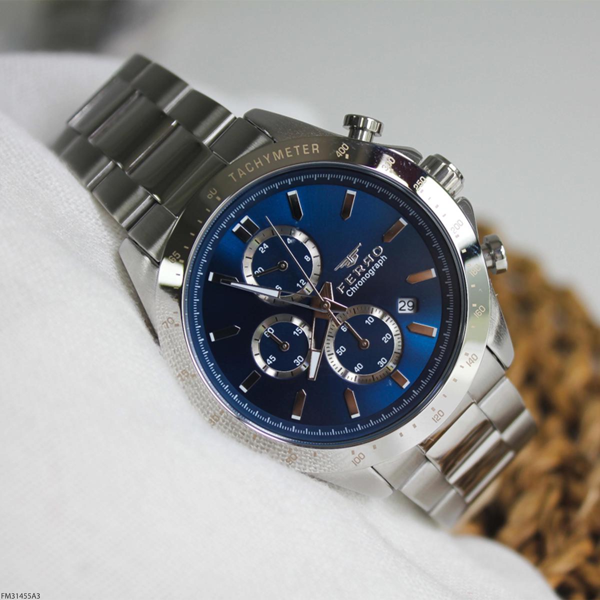 Ferro FM31455A3 Takvimli 44 mm Çelik Kordon Analog Erkek Kol Saati