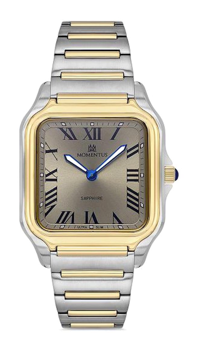 Momentus EM348T-03SG Takvimli 40 mm Altın-Çelik Kordon Analog Erkek Kol Saati