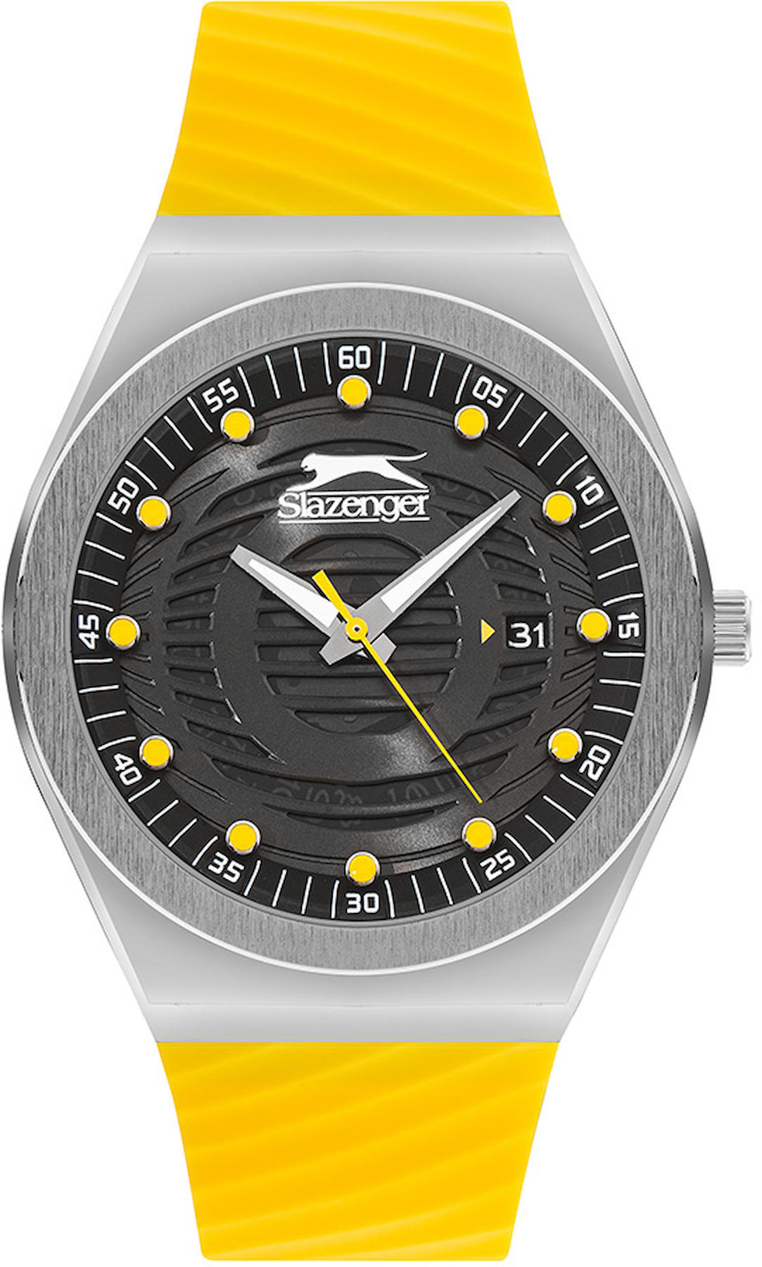 Slazenger SL.09.2221.1.05 Takvimli 44 mm Sarı Plastik Kordon Analog Erkek Kol Saati