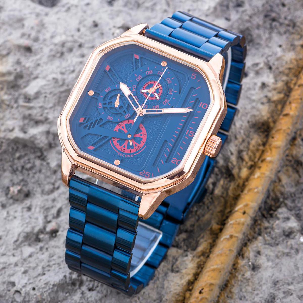 Saattino ST-304291 Takvimli Lacivert Çelik Kordon Analog Erkek Kol Saati