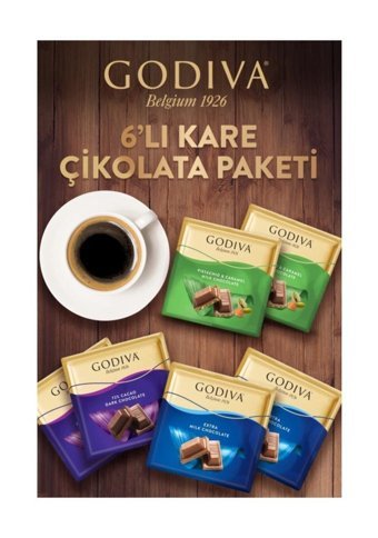 Godiva Antep Fıstıklı-Bitter-Sütlü Çikolata 60 gr 6 Adet