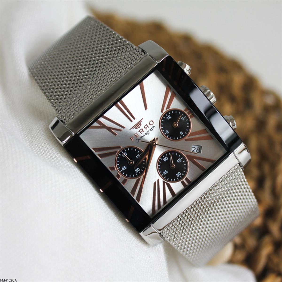 Ferro FM41292A Takvimli 45 mm Çelik Kordon Analog Erkek Kol Saati
