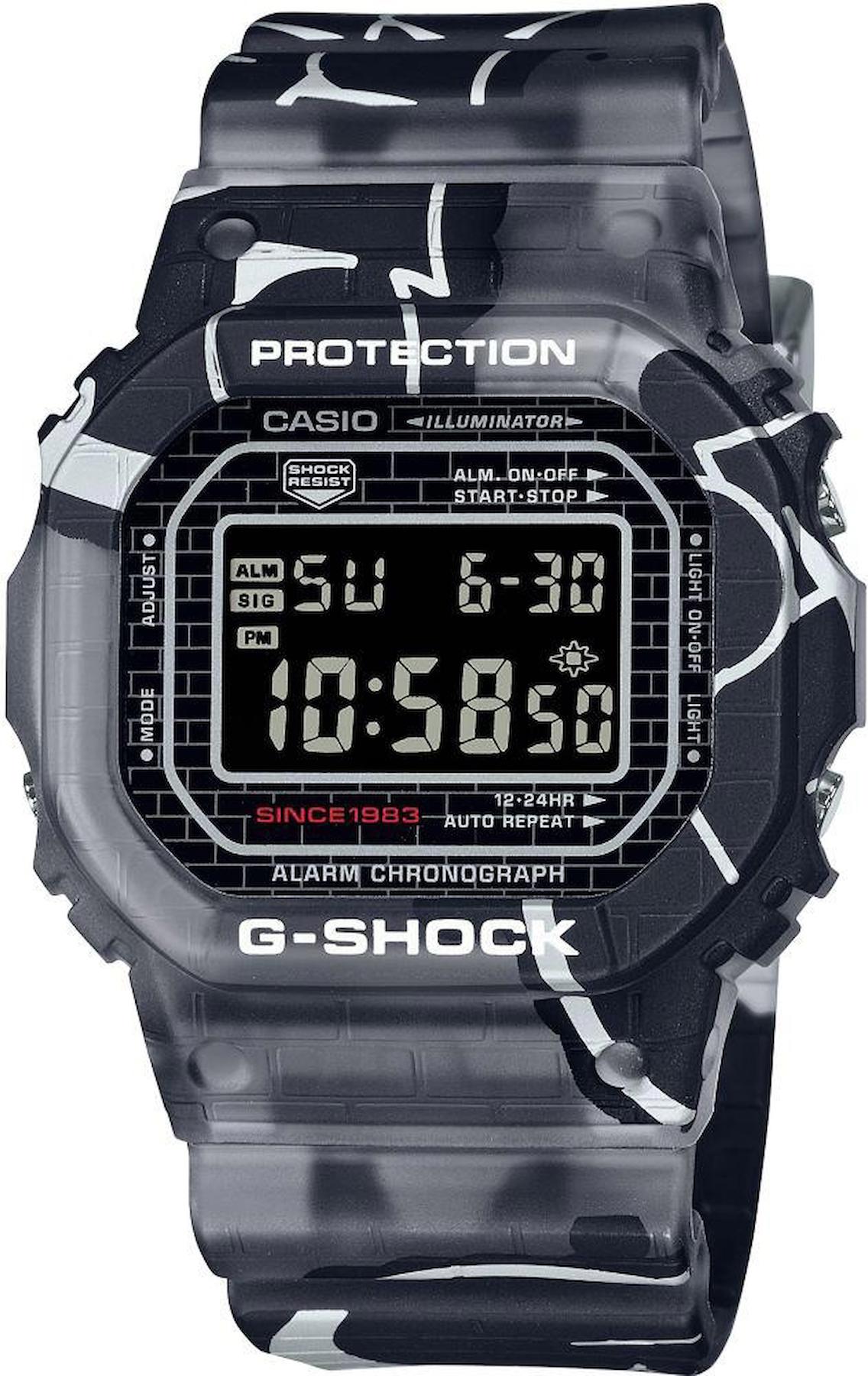 Casio DW-5000SS-1DR Takvimli 42 mm Gri-Siyah Silikon Kordon Dijital Erkek Kol Saati