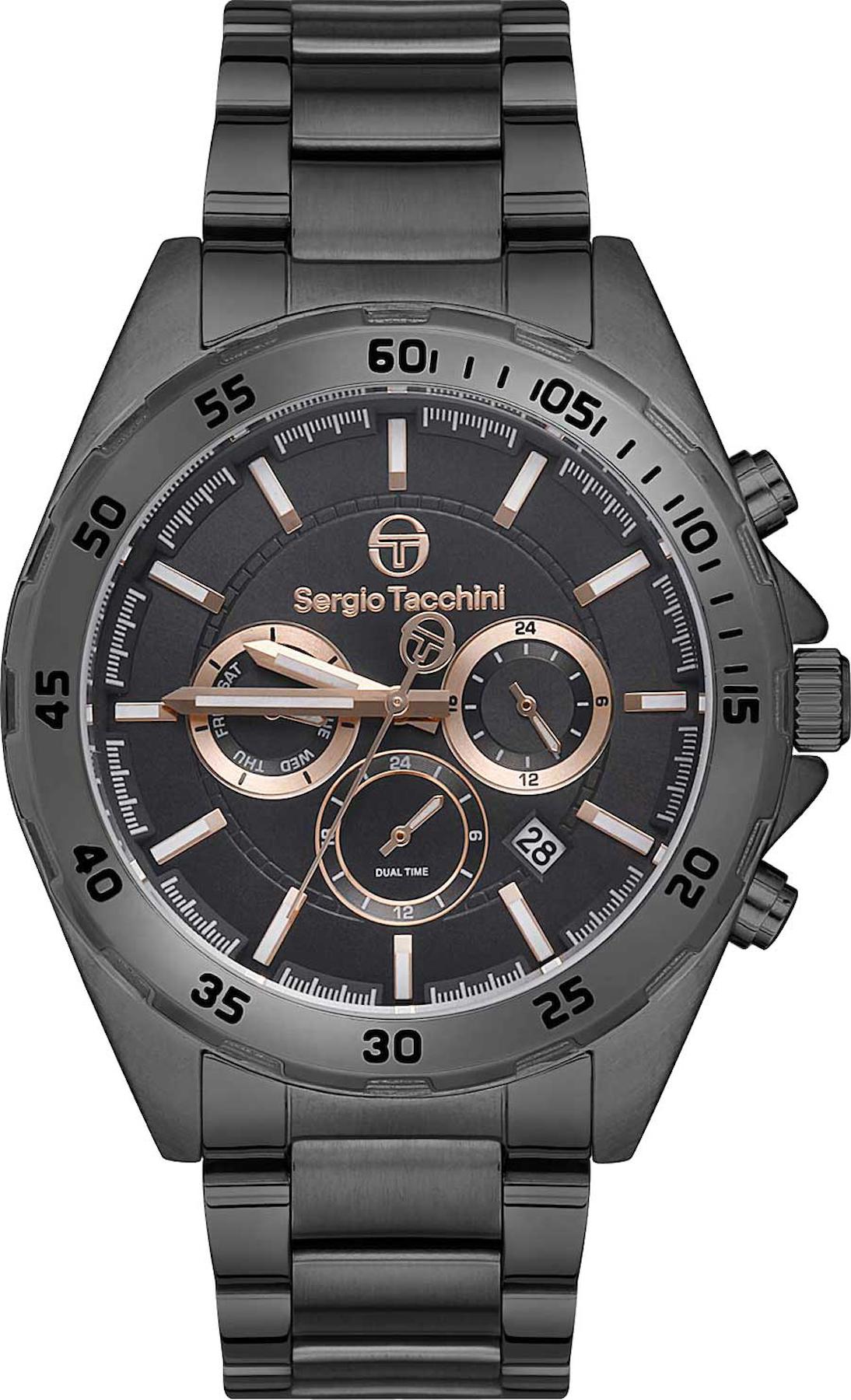 Sergio Tacchini ST.1.10189.5 Takvimli 45 mm Siyah Çelik Kordon Analog Erkek Kol Saati