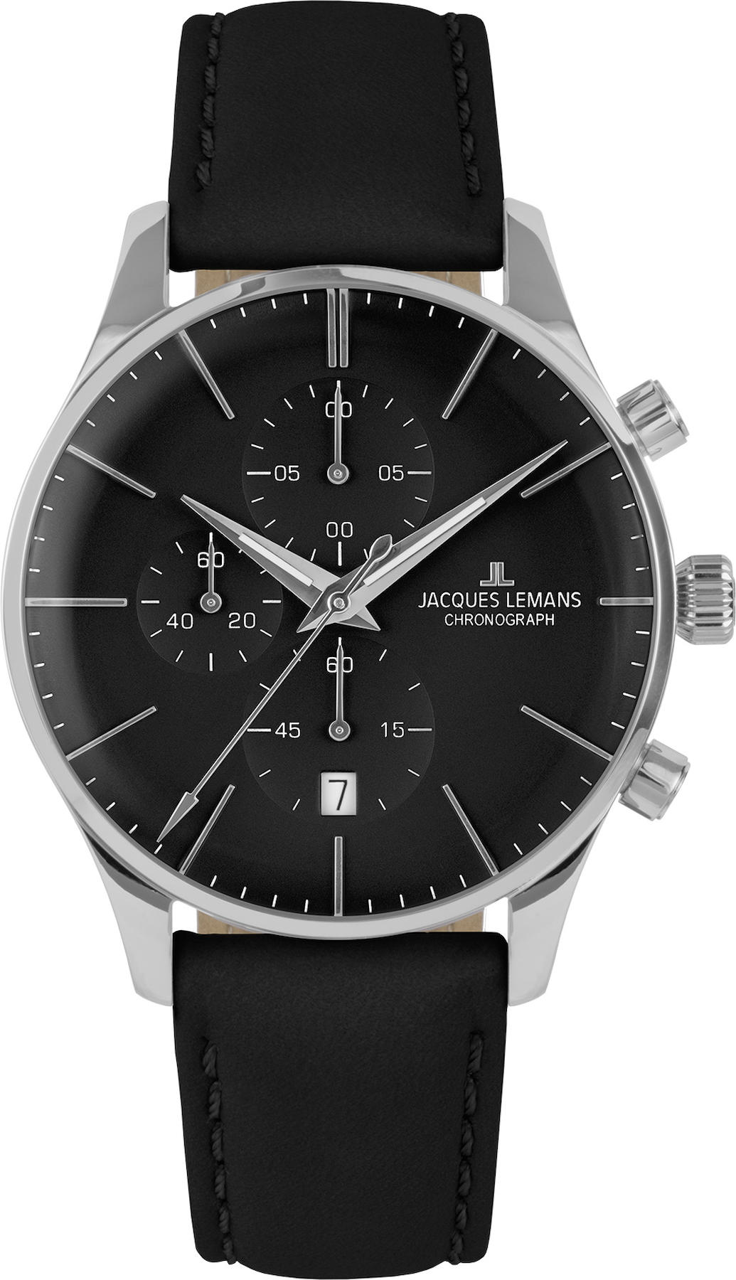 Jacques Lemans 1-2163A Takvimli 40 mm Siyah Deri Kordon Analog Kol Saati