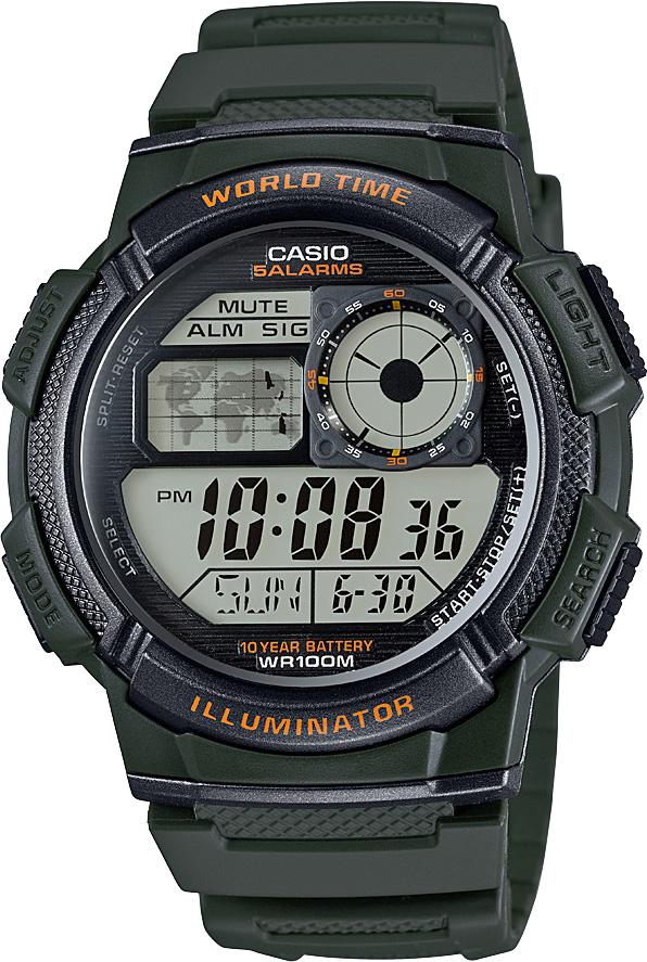 Casio AE-1000W-3AVDF Takvimli 43 mm Yeşil Silikon Kordon Analog Erkek Kol Saati