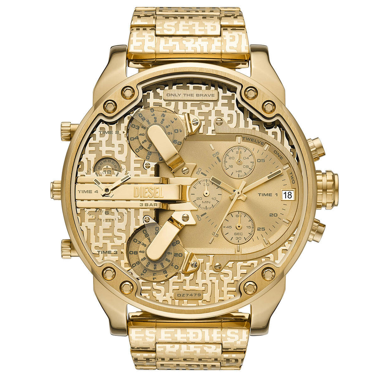 Diesel DZ7479 Takvimli 42 mm Altın Çelik Kordon Analog Erkek Kol Saati
