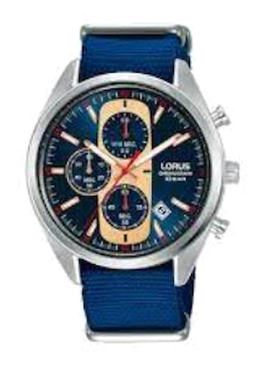 Lorus RM357GX9 Takvimli 44 mm Mavi Kanvas Kordon Analog Erkek Kol Saati