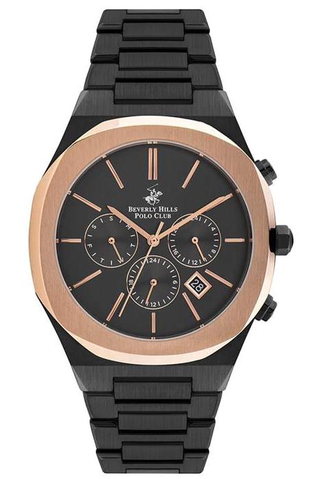 Beverly Hills Polo Club BP3025X850 Takvimli 43 mm Siyah Çelik Kordon Analog Kol Saati