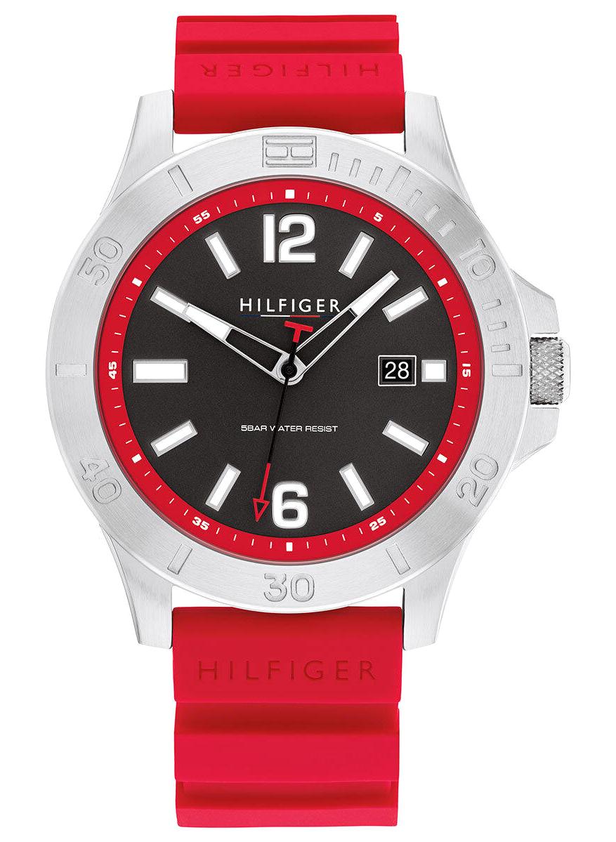 Tommy Hilfiger TH1710540 Takvimli 45 mm Kırmızı Silikon Kordon Analog Erkek Kol Saati