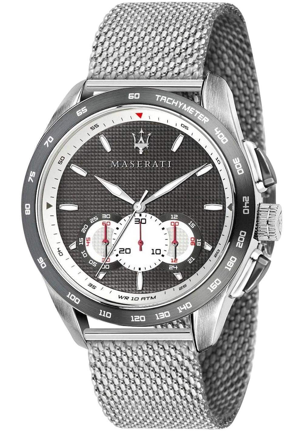 Maserati R8873612008 Takvimli 45 mm Gri Hasır Kordon Analog Erkek Kol Saati