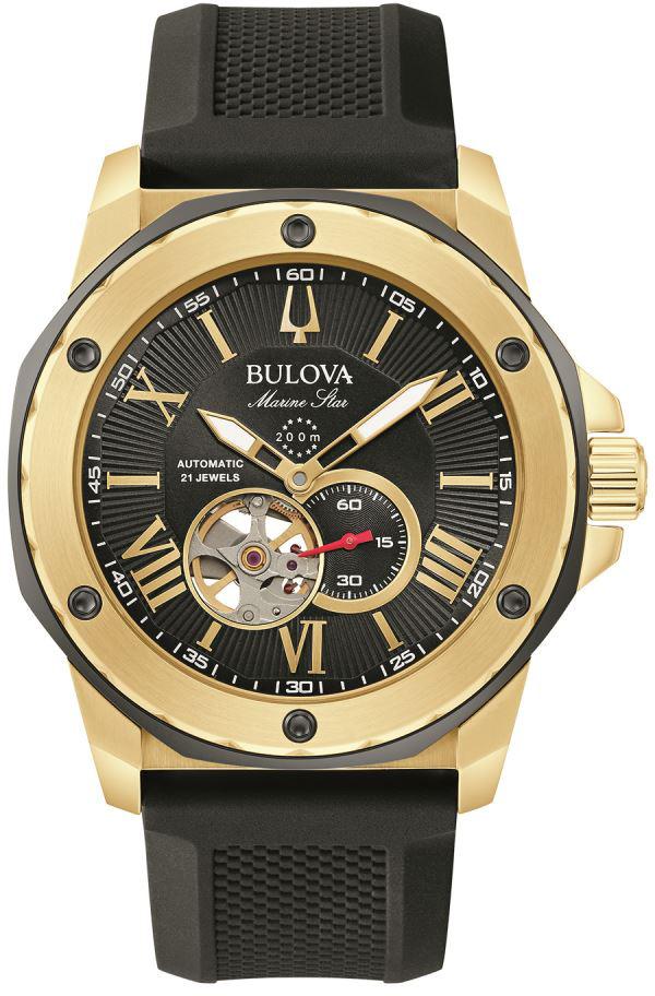 Bulova 98A272 45 mm Siyah Silikon Kordon Analog Kol Saati