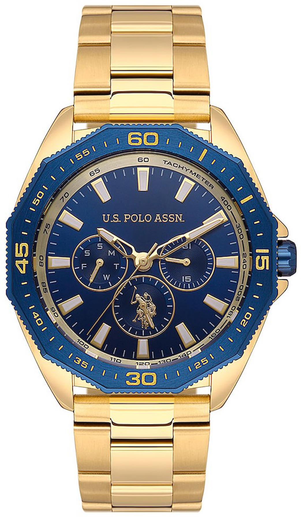 U.S. Polo Assn USPA1073-05 Takvimli 43 mm Altın Çelik Kordon Analog Erkek Kol Saati