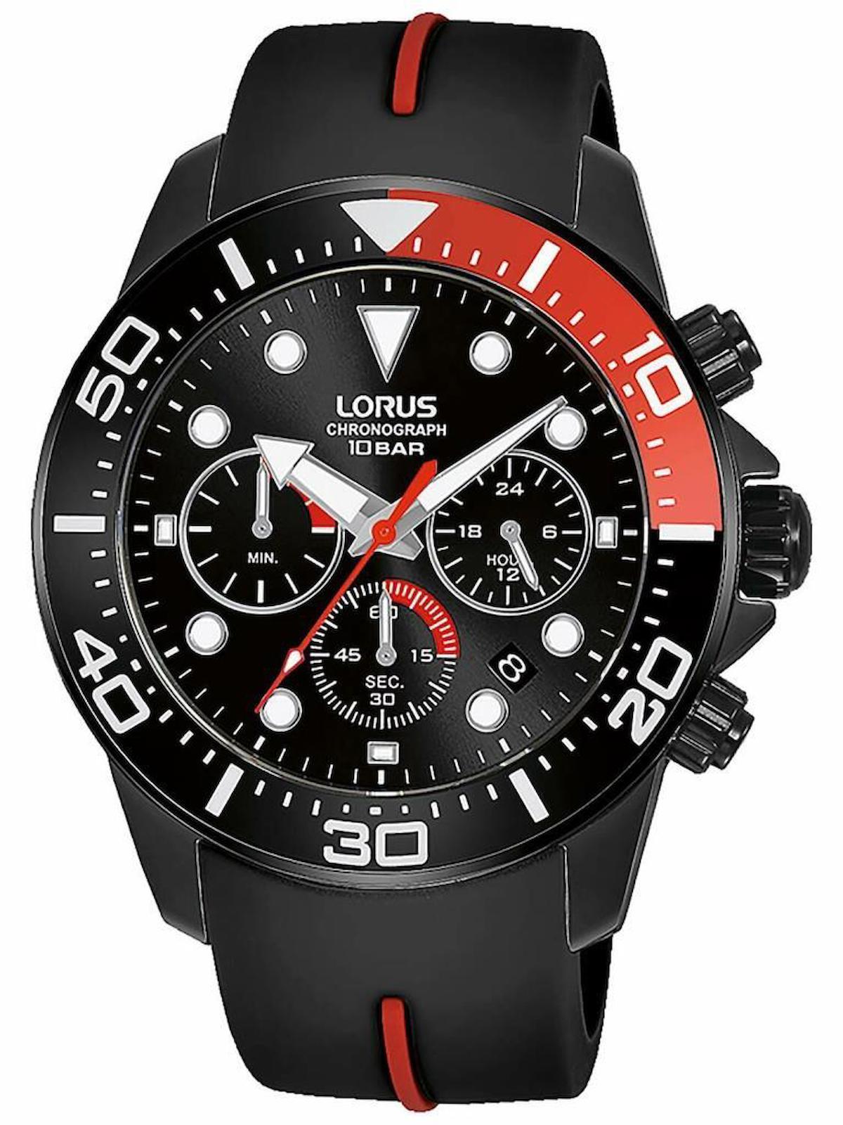 Lorus RT347JX9 Takvimli 43 mm Siyah Silikon Kordon Analog Erkek Kol Saati