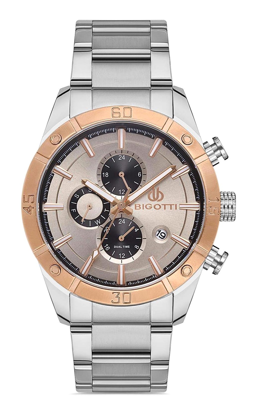 Bigotti BG.1.10350.5 Takvimli 45 mm Çelik Kordon Analog Erkek Kol Saati