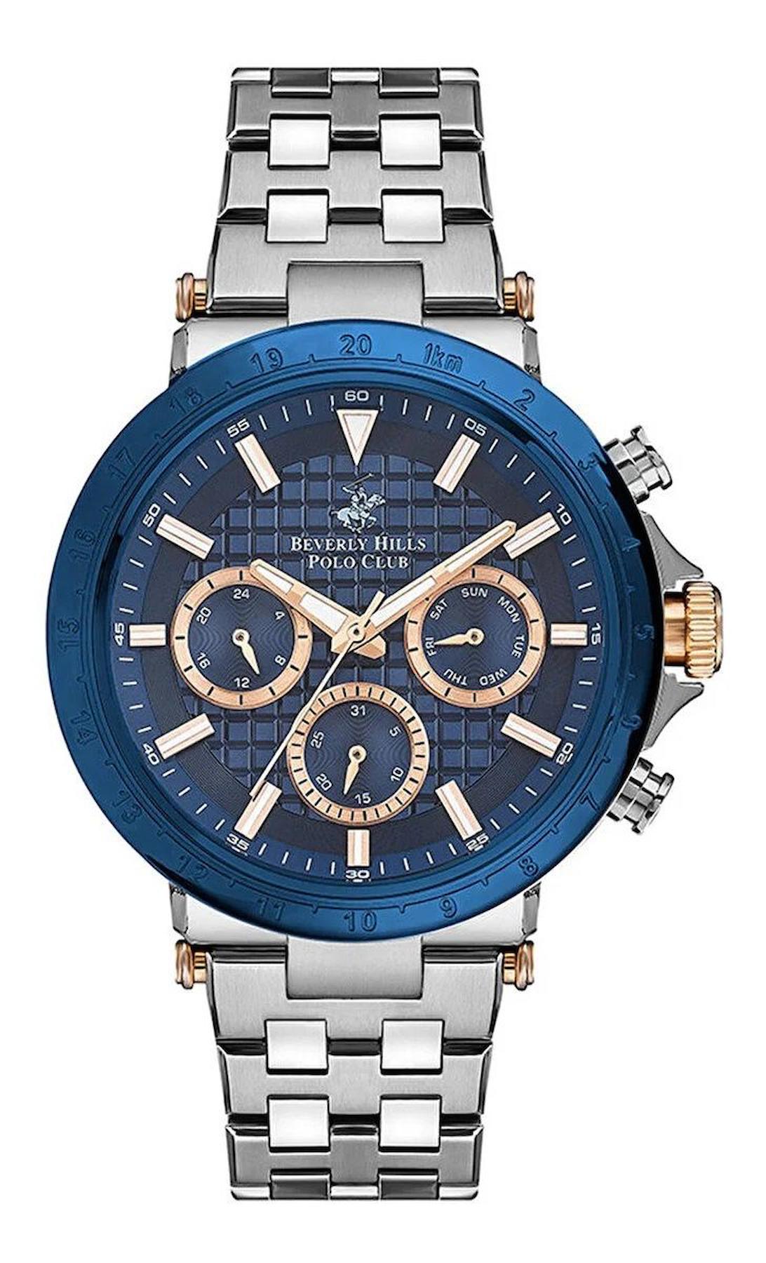 Beverly Hills Polo Club SWBP3143X390 Takvimli 44 mm Çelik Kordon Analog Erkek Kol Saati