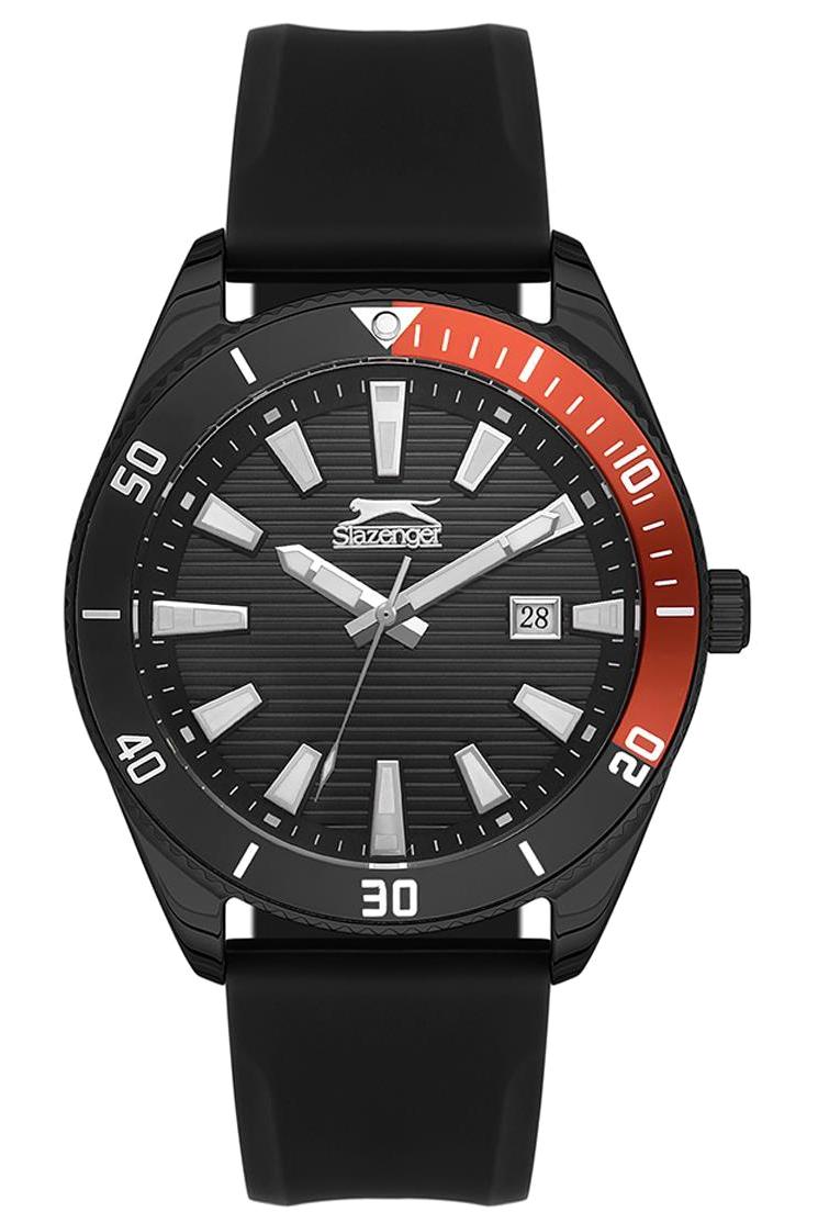 Slazenger SL.09.2174.2.01 Takvimli 44 mm Siyah Silikon Kordon Analog Erkek Kol Saati