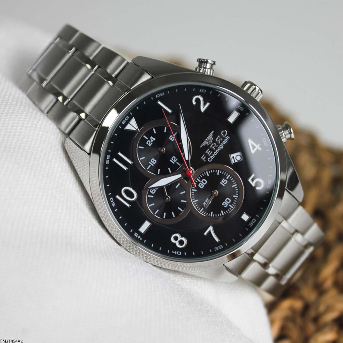 Ferro FM31454A2 Takvimli 45 mm Çelik Kordon Analog Erkek Kol Saati
