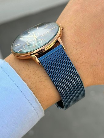 Toms TS-FT-1-102 Takvimli 46 mm Lacivert Çelik Kordon Analog Erkek Kol Saati
