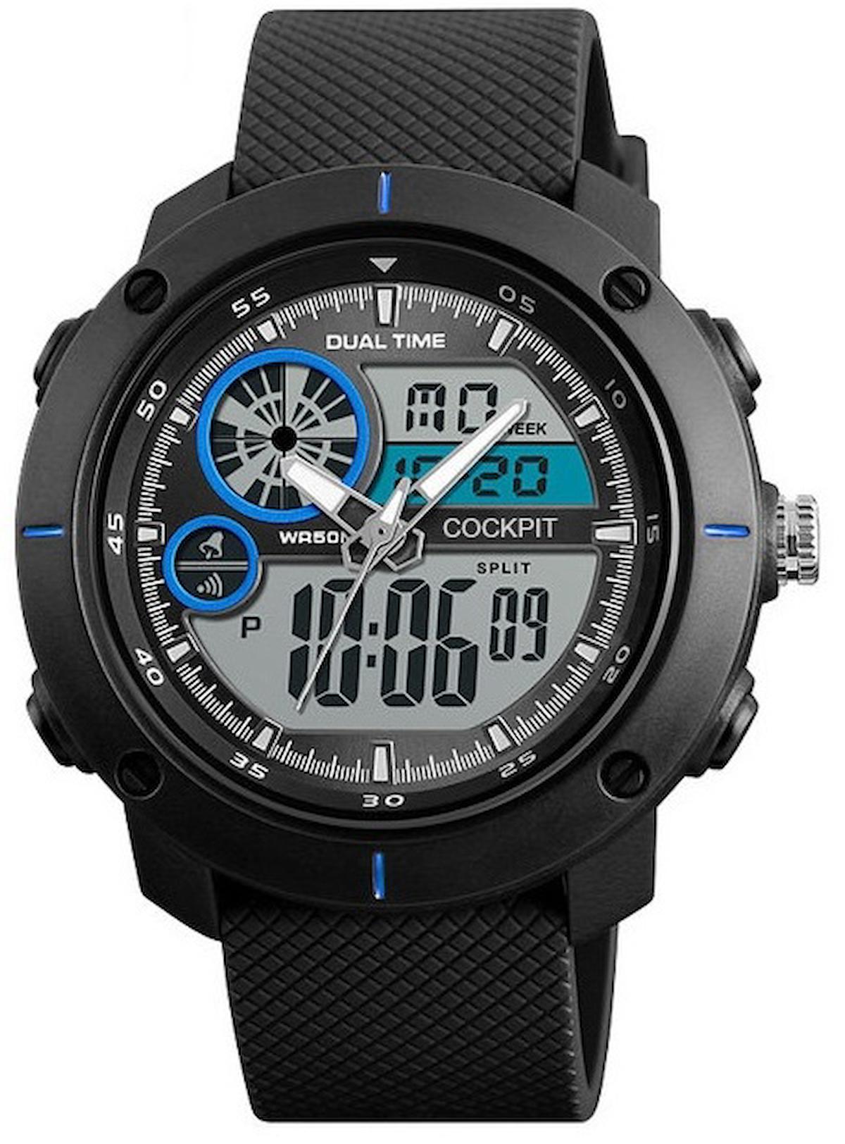 Cockpit CK-4210BE Takvimli 43 mm Siyah Silikon Kordon Analog Erkek Kol Saati