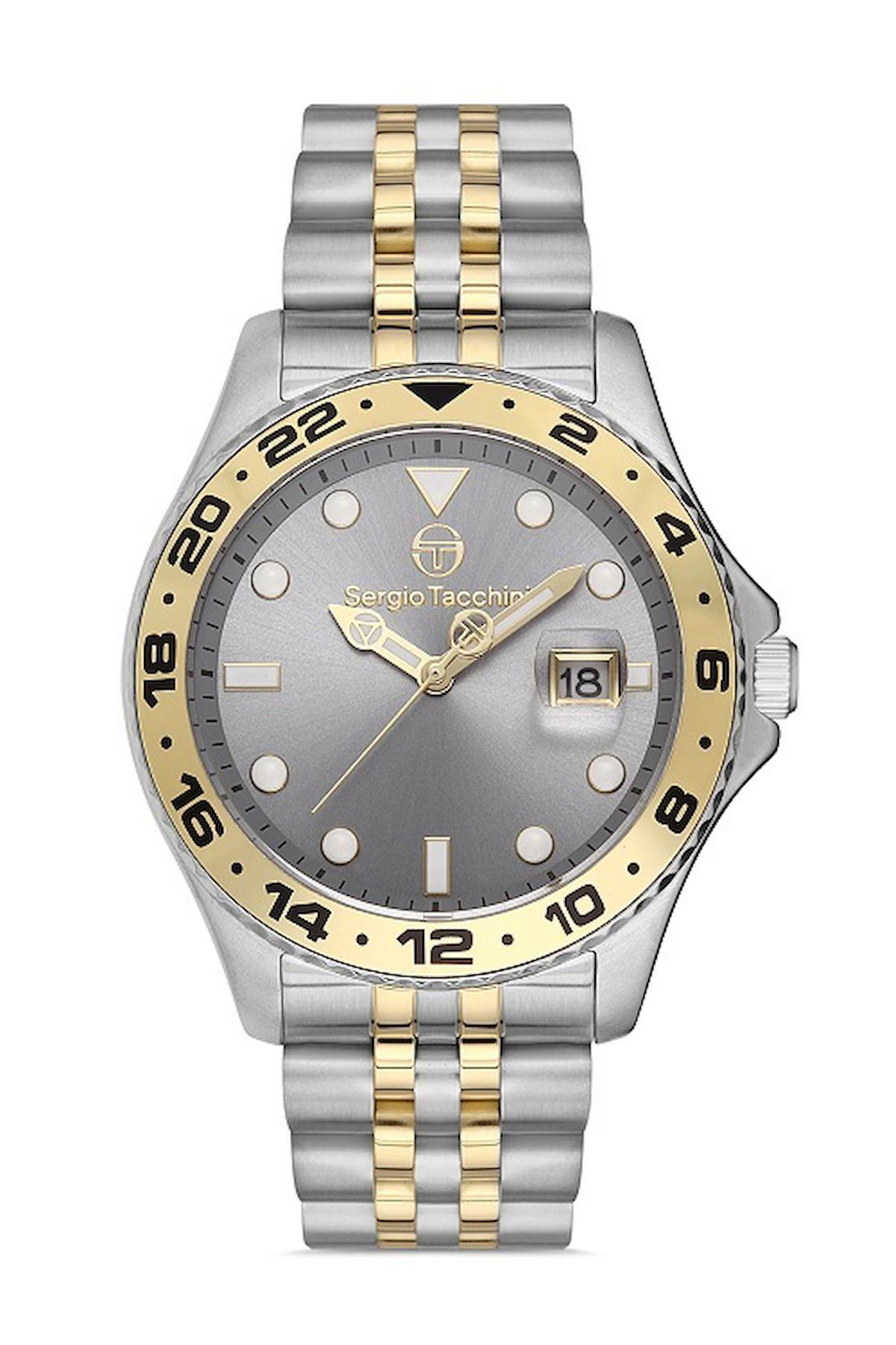 Sergio Tacchini ST.1.10187.5 Takvimli 45 mm Altın-Çelik Kordon Analog Erkek Kol Saati