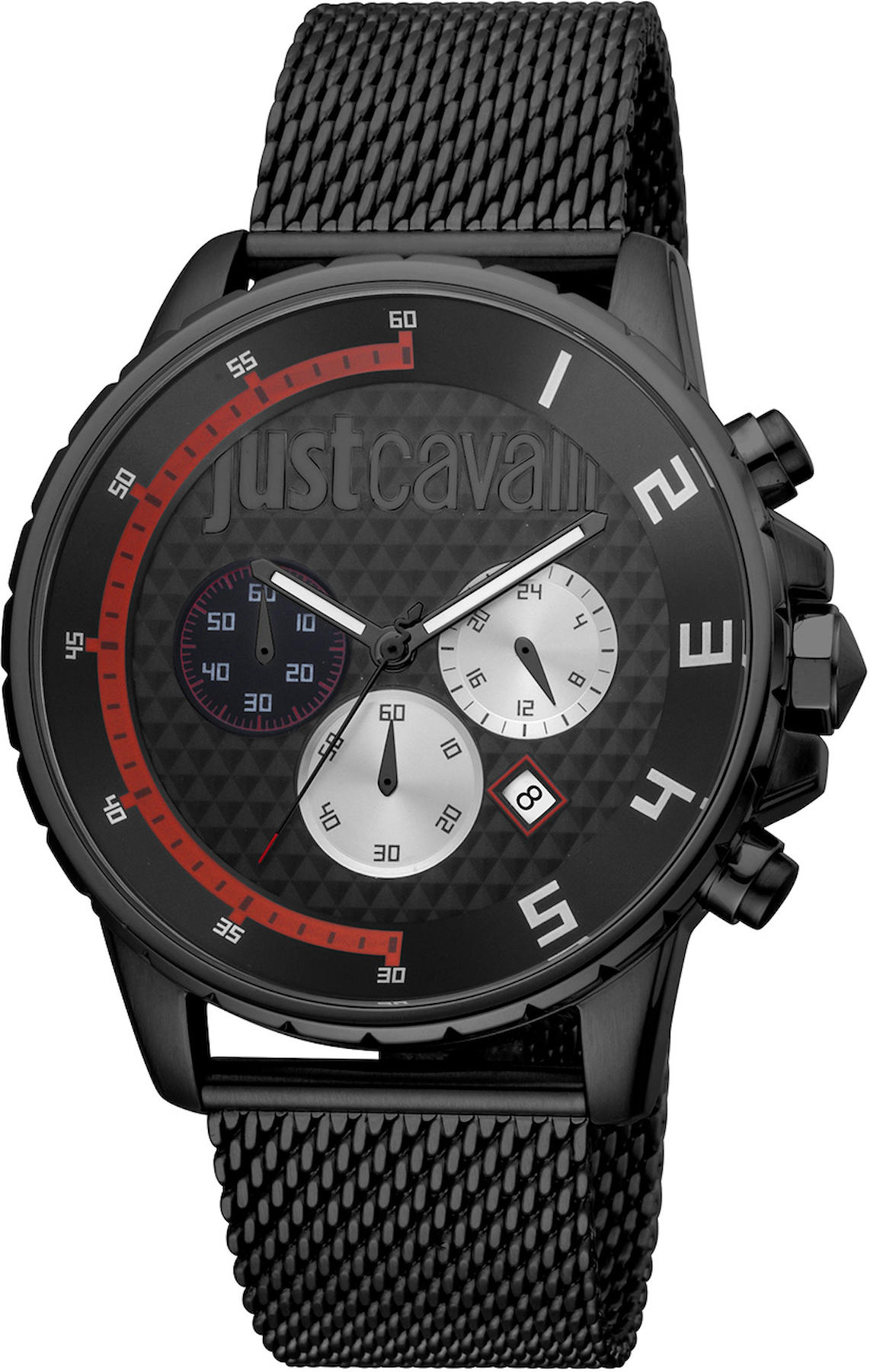 Just Cavalli JC1G063M0285 Takvimli Siyah Çelik Kordon Analog Kol Saati