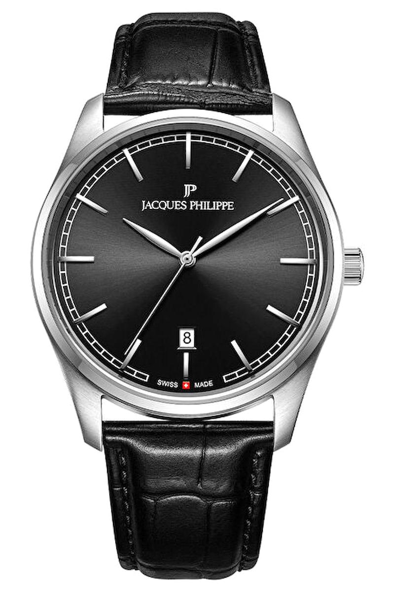 Jacques Philippe JPQGS621111 Takvimli 40 mm Siyah Deri Kordon Analog Erkek Kol Saati