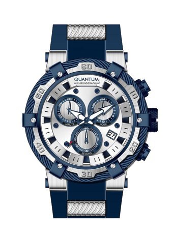 Quantum HNG688.339 Takvimli 46-50 mm Gri-Lacivert Silikon Kordon Analog Erkek Kol Saati