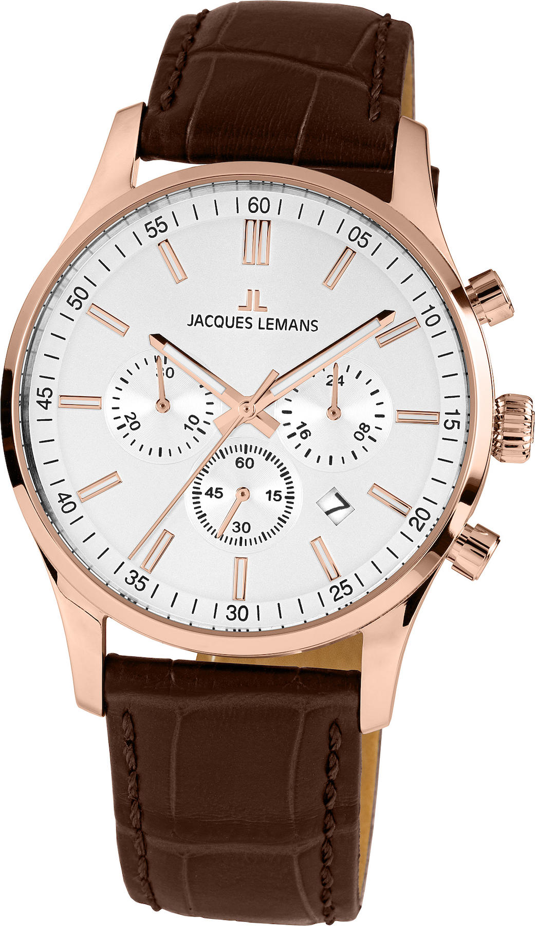 Jacques Lemans LONDON 1-2025E Takvimli 42 mm Kahverengi Çelik Kordon Analog Erkek Kol Saati