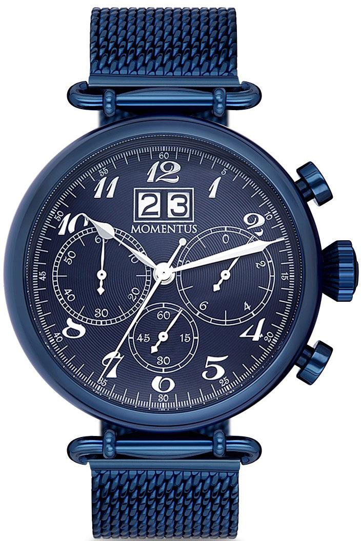 Momentus TM250M-11SS Takvimli 44 mm Mavi Çelik Kordon Analog Kol Saati