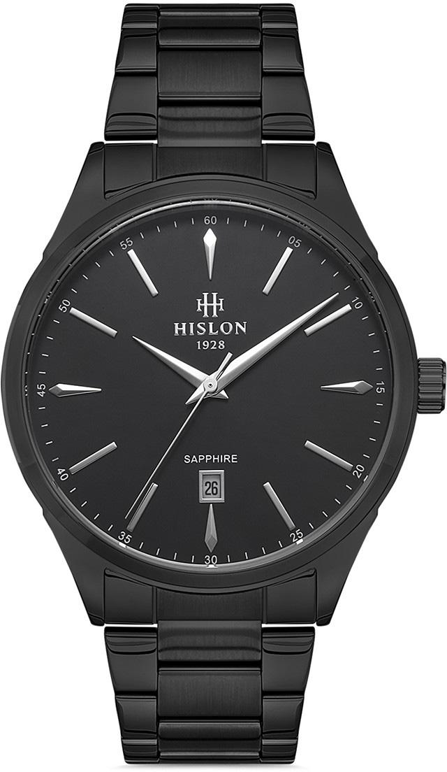 Hislon CL129B-04SS Takvimli 40 mm Siyah Çelik Kordon Analog Kol Saati
