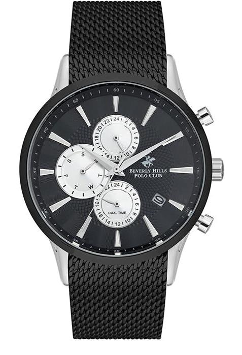 Beverly Hills Polo Club BP3002X350 Takvimli 40 mm Siyah Çelik Kordon Analog Kol Saati