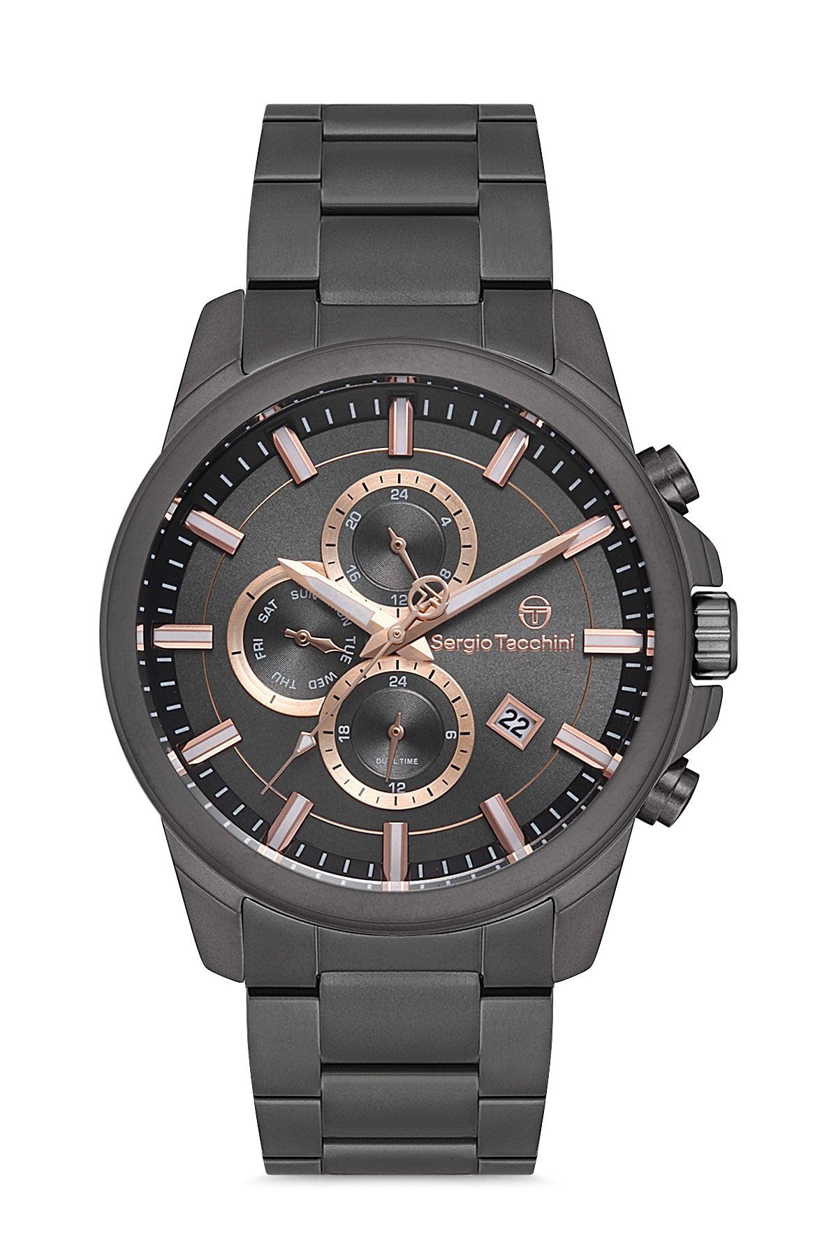 Sergio Tacchini ST.1.10158.4 Takvimli 44 mm Antrasit Çelik Kordon Analog Erkek Kol Saati
