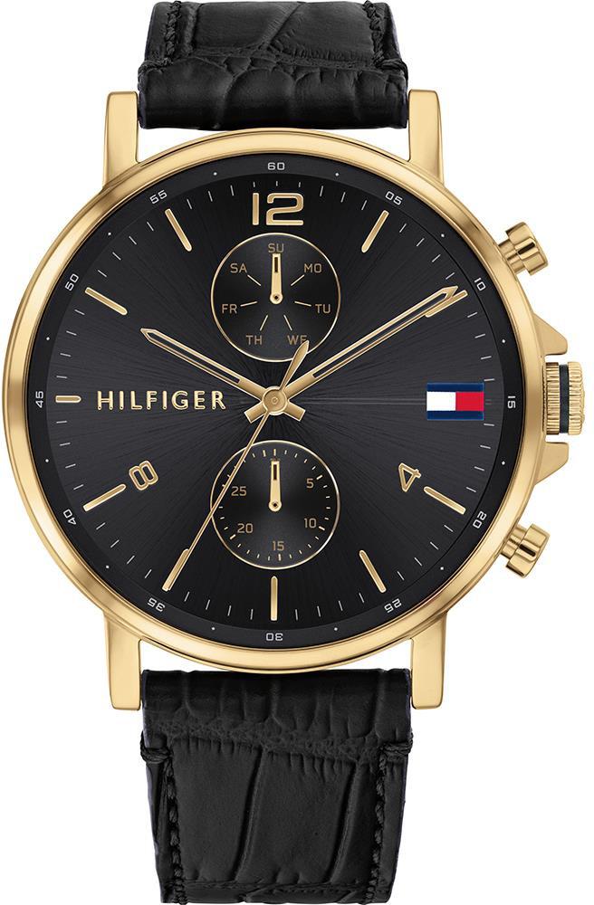 Tommy Hilfiger TH1710417 Takvimli 42 mm Siyah Deri Kordon Analog Kol Saati