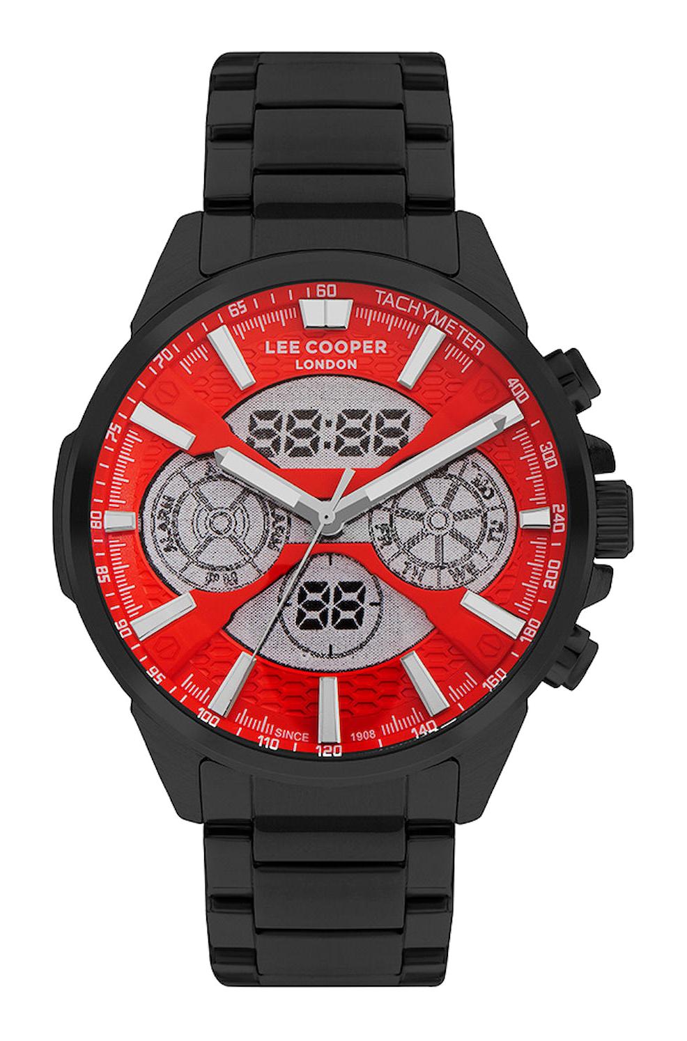 Lee Cooper LC07878.680 Takvimli Siyah Çelik Kordon Analog Erkek Kol Saati