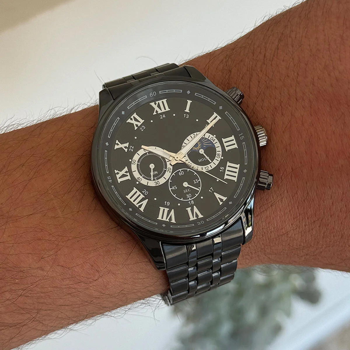 Spectrum SP06 Takvimli 42 mm Siyah Metal Kordon Analog Erkek Kol Saati
