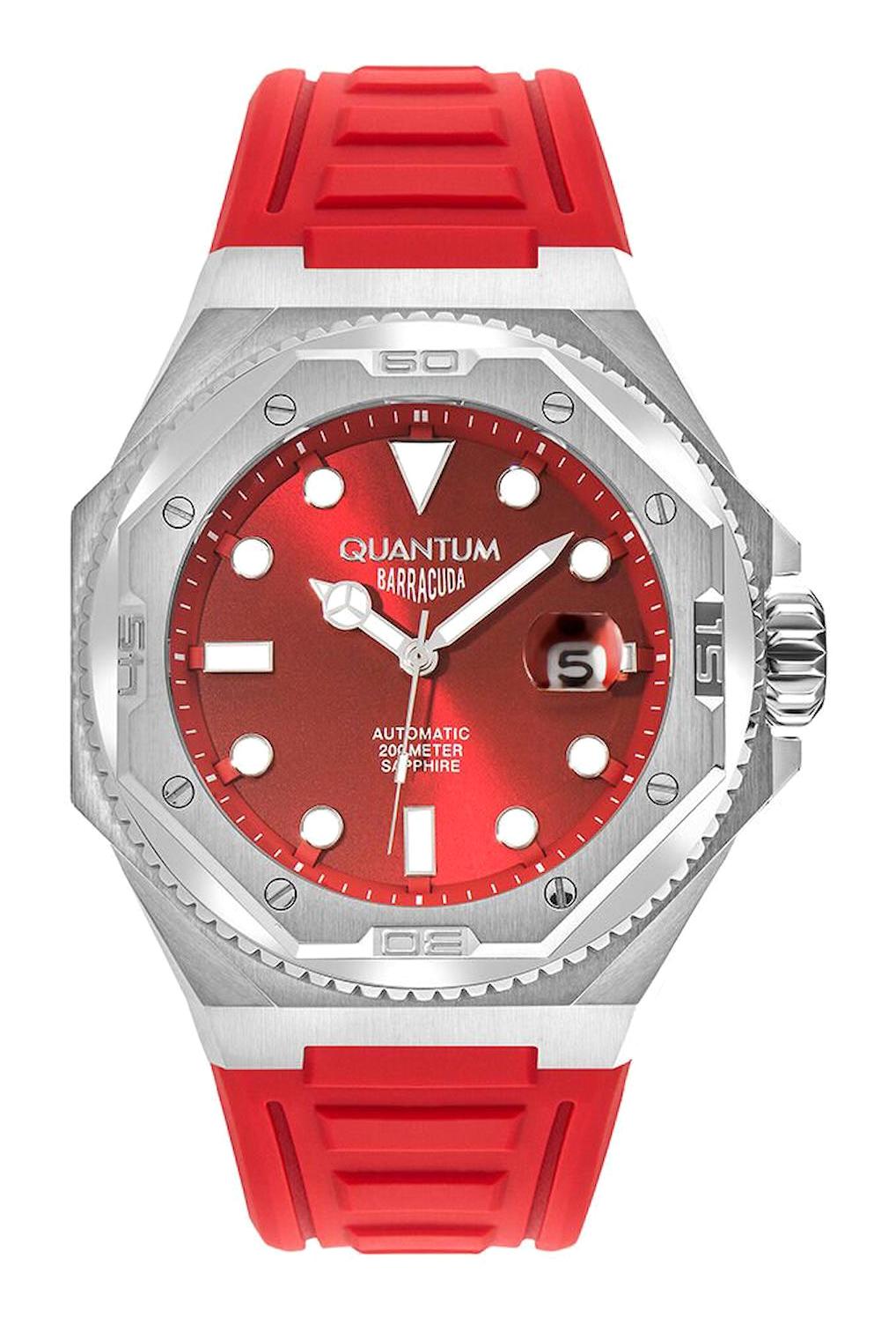 Quantum SW.BAR1091.358 45 mm Kırmızı Silikon Kordon Analog Erkek Kol Saati