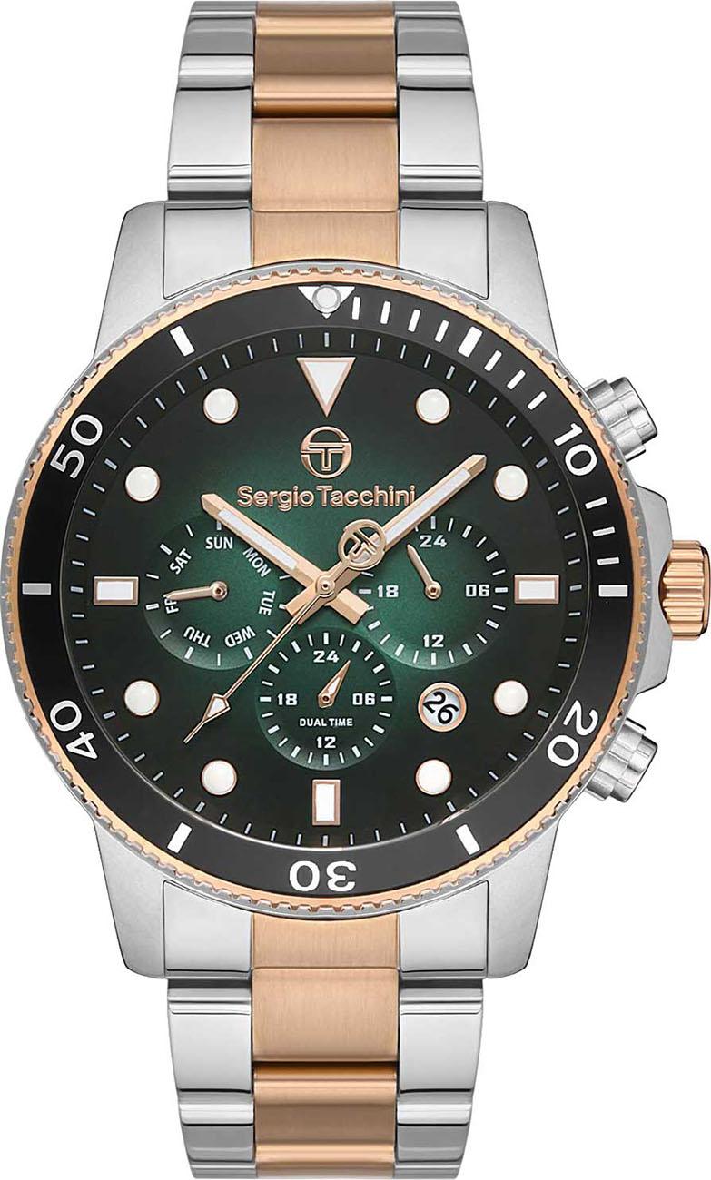 Sergio Tacchini ST.1.10193.3 Takvimli 42 mm Gri-Rose Gold Çelik Kordon Analog Kol Saati