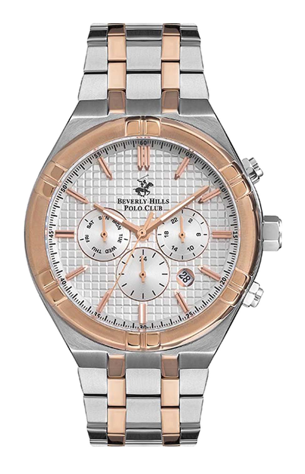 Beverly Hills Polo Club BP3273X530 Takvimli 45 mm Gri-Rose Gold Plastik Kordon Analog Erkek Kol Saati