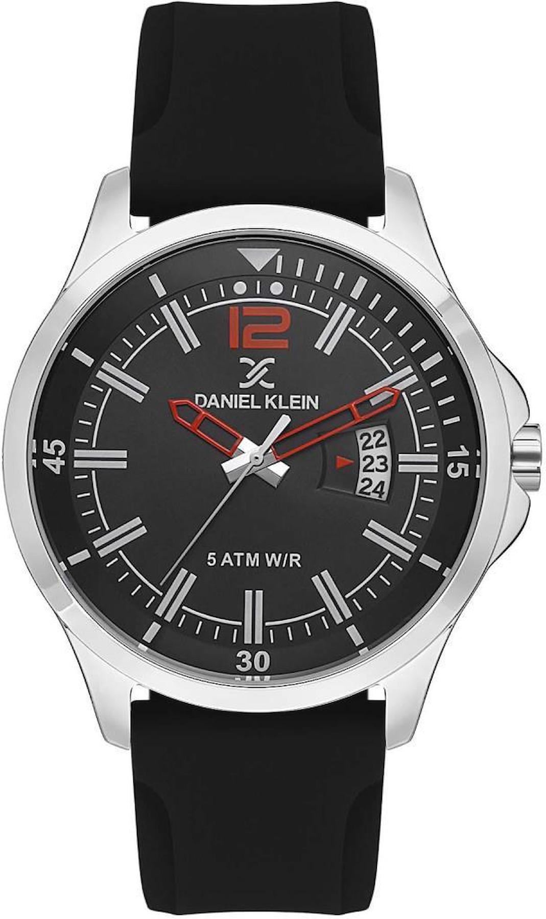 Daniel Klein DKE.1.10504.1 Takvimli 42 mm Siyah Silikon Kordon Analog Erkek Kol Saati