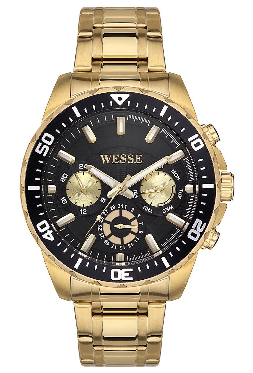 Wesse WWG207602 45 mm Altın Çelik Kordon Analog Erkek Kol Saati