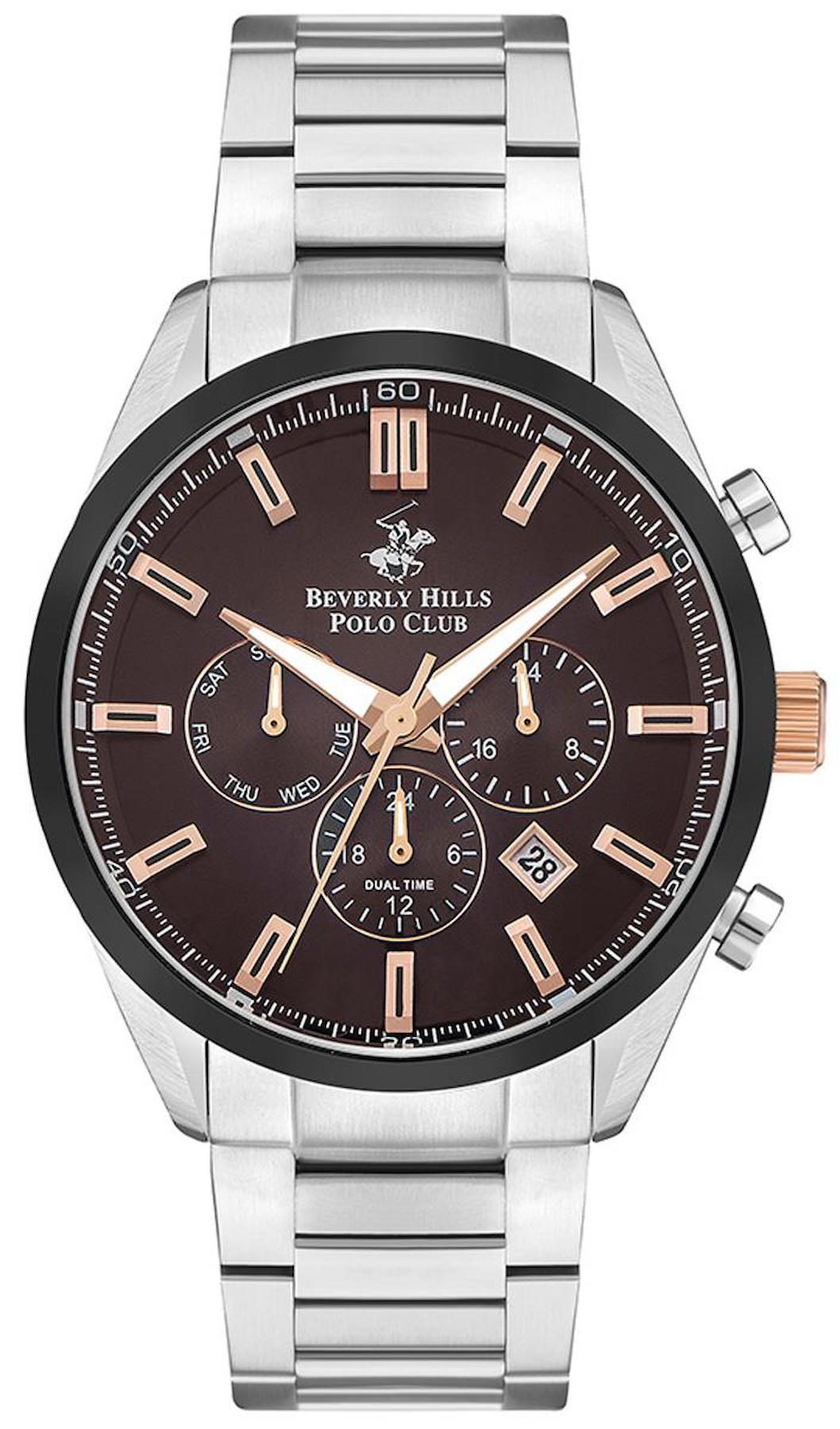 Beverly Hills Polo Club BP3502X360 Takvimli 44 mm Çelik Kordon Analog Erkek Kol Saati