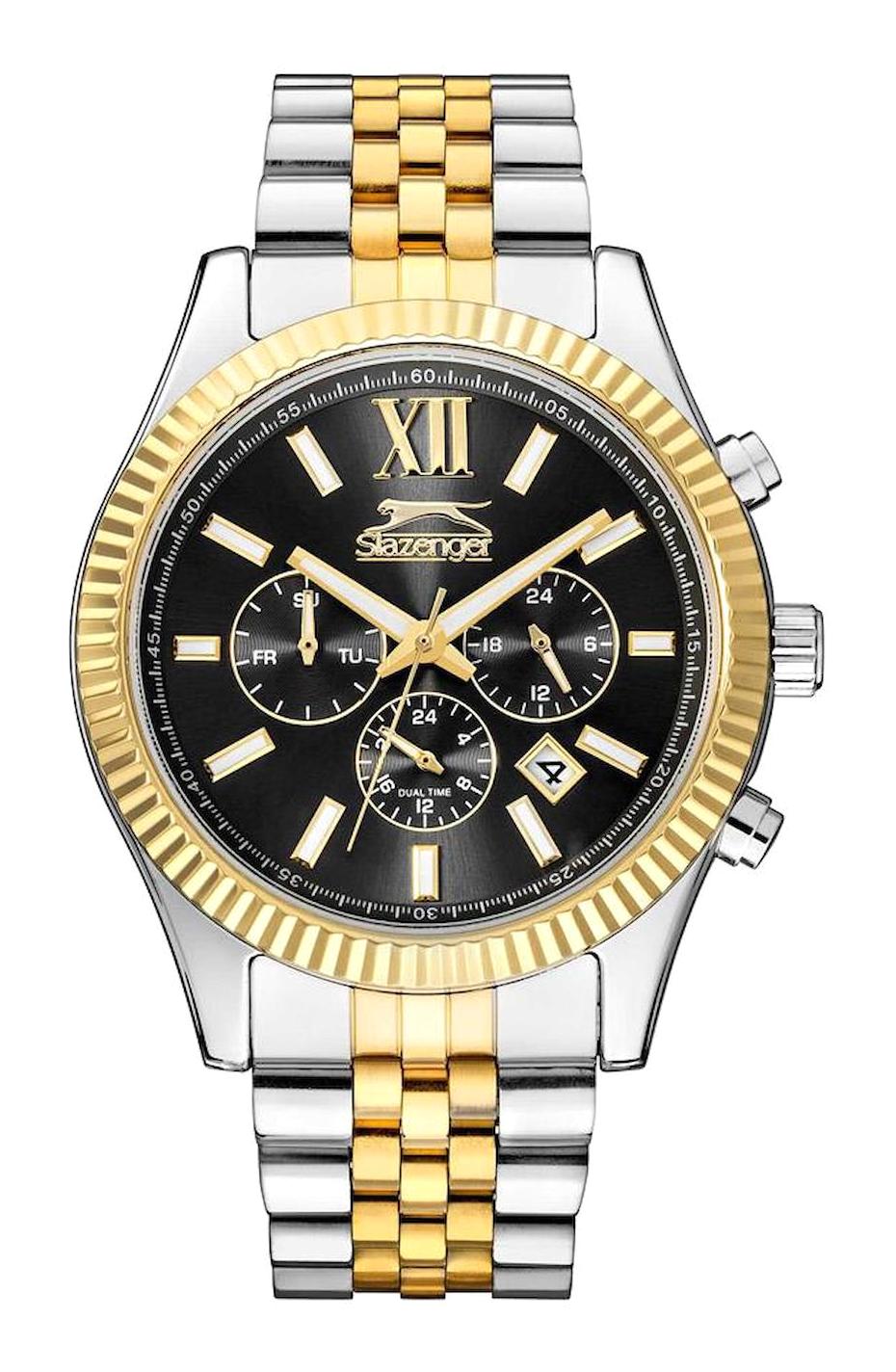 Slazenger SL.09.6555.2.04 Takvimli 45 mm Altın-Çelik Kordon Analog Erkek Kol Saati