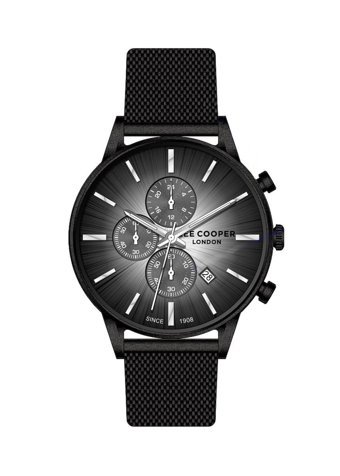 Lee Cooper LC07687.650 Takvimli Siyah Çelik Kordon Analog Erkek Kol Saati