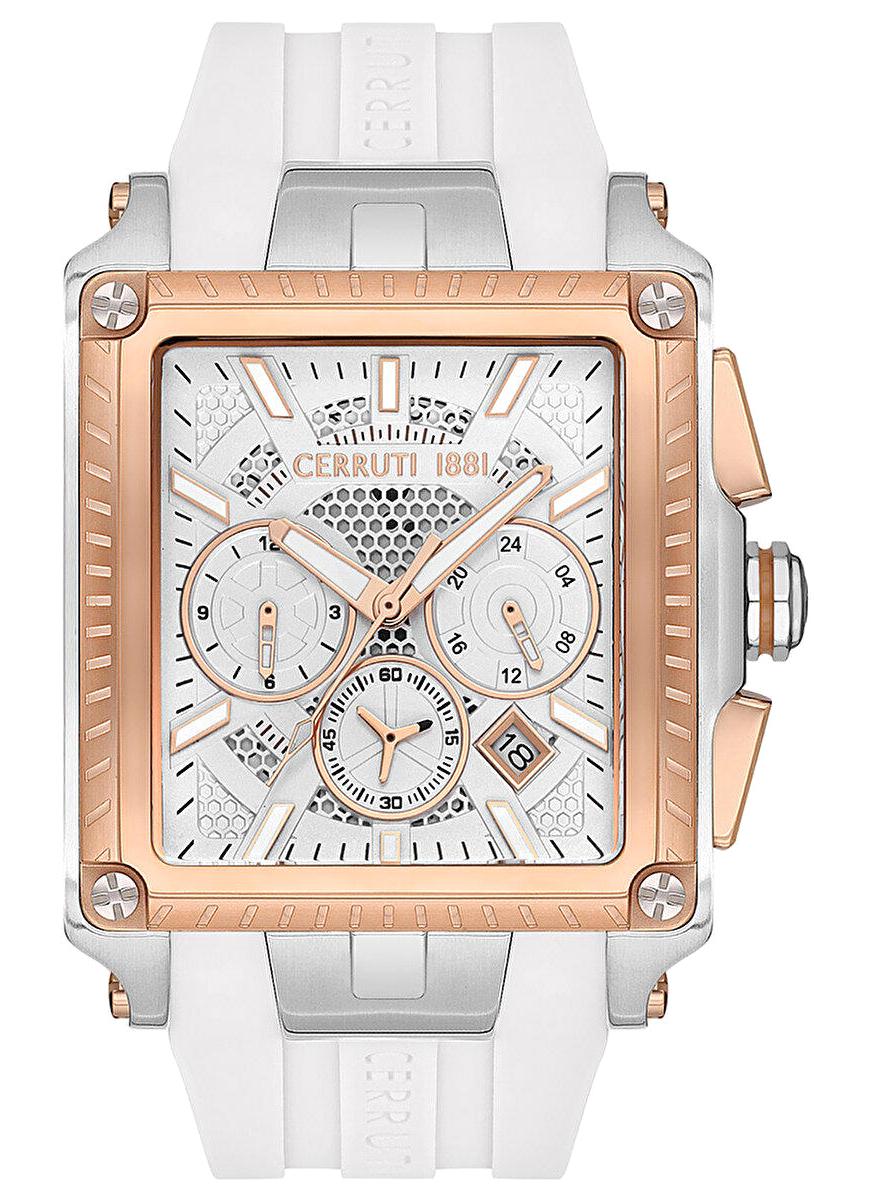 Cerruti 1881 CIWGQ0037606 Takvimli Beyaz Silikon Kordon Analog Erkek Kol Saati