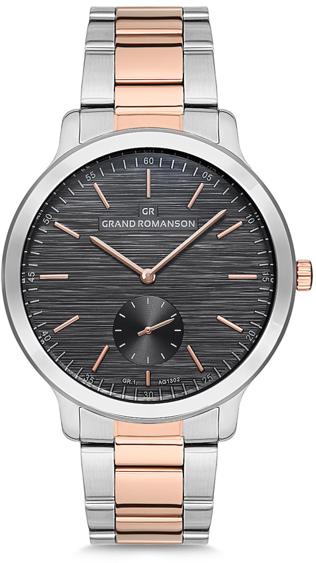 Romanson GR.1.AG1302.17 43 mm Gri-Rose Gold Çelik Kordon Analog Kol Saati
